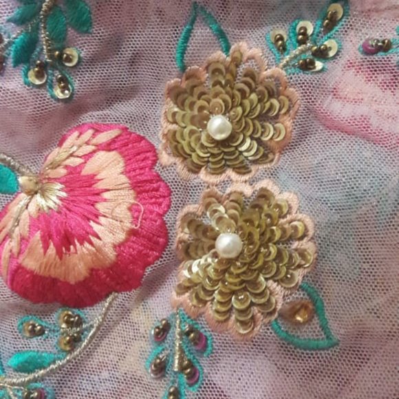 Bridesmaid pink  embroidered cape style frock - Picture 13 of 13